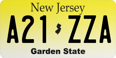 NJ license plate A21ZZA