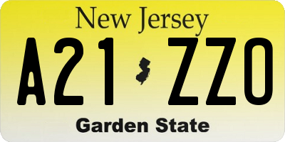 NJ license plate A21ZZO