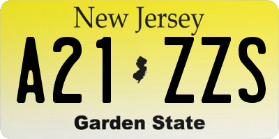 NJ license plate A21ZZS