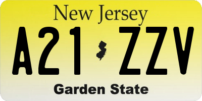 NJ license plate A21ZZV
