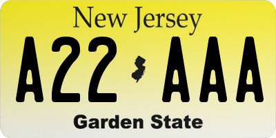 NJ license plate A22AAA