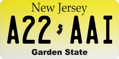 NJ license plate A22AAI