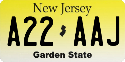 NJ license plate A22AAJ