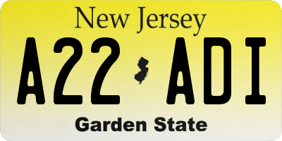 NJ license plate A22ADI