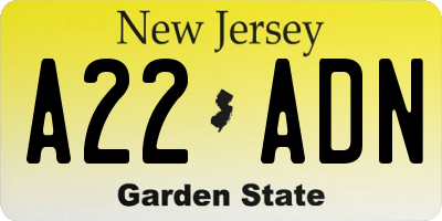 NJ license plate A22ADN