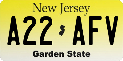 NJ license plate A22AFV