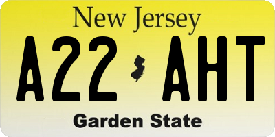 NJ license plate A22AHT