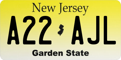 NJ license plate A22AJL