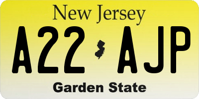 NJ license plate A22AJP