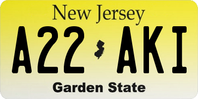 NJ license plate A22AKI