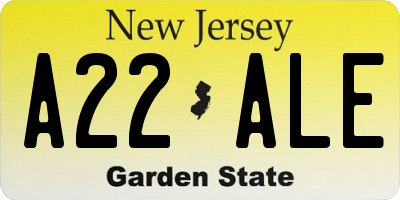 NJ license plate A22ALE
