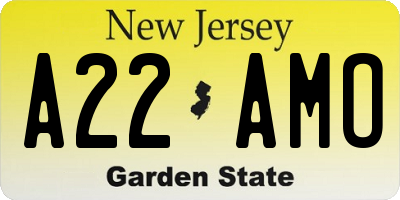 NJ license plate A22AMO
