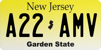 NJ license plate A22AMV