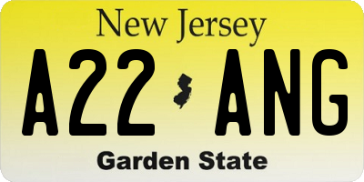 NJ license plate A22ANG