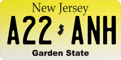 NJ license plate A22ANH
