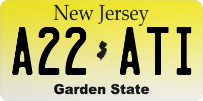NJ license plate A22ATI