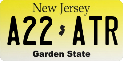 NJ license plate A22ATR