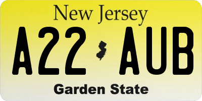 NJ license plate A22AUB