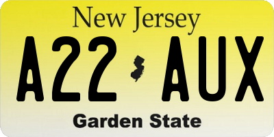 NJ license plate A22AUX