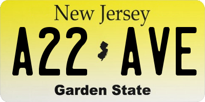 NJ license plate A22AVE