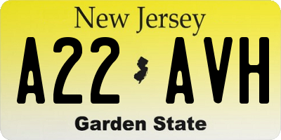 NJ license plate A22AVH