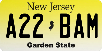 NJ license plate A22BAM