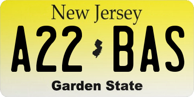 NJ license plate A22BAS