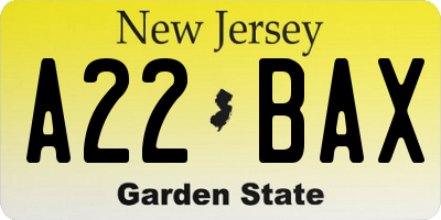 NJ license plate A22BAX