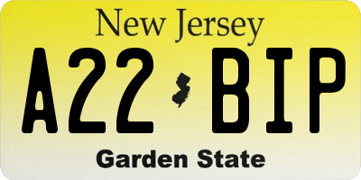 NJ license plate A22BIP