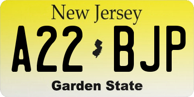 NJ license plate A22BJP