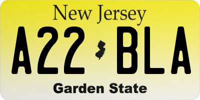 NJ license plate A22BLA