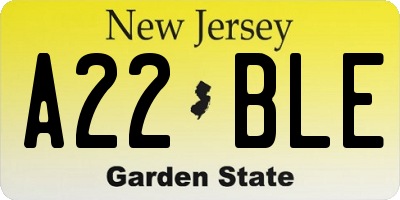 NJ license plate A22BLE