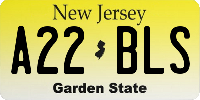 NJ license plate A22BLS