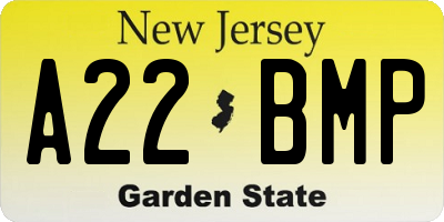 NJ license plate A22BMP