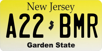 NJ license plate A22BMR