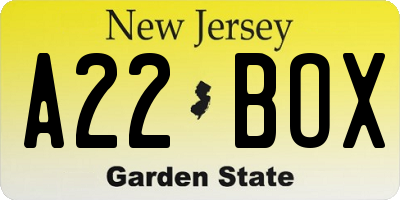 NJ license plate A22BOX