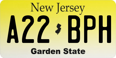 NJ license plate A22BPH