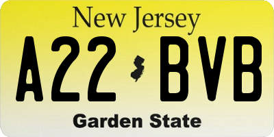 NJ license plate A22BVB