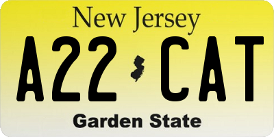 NJ license plate A22CAT