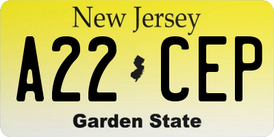 NJ license plate A22CEP