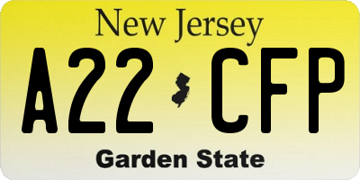NJ license plate A22CFP