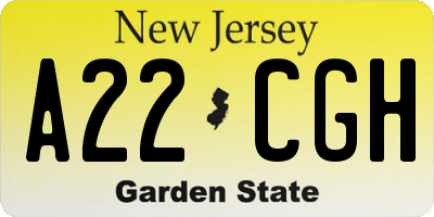 NJ license plate A22CGH