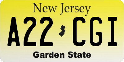 NJ license plate A22CGI