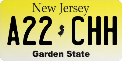 NJ license plate A22CHH