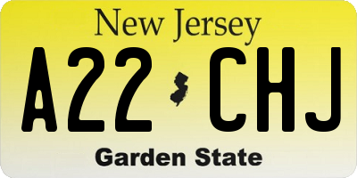 NJ license plate A22CHJ