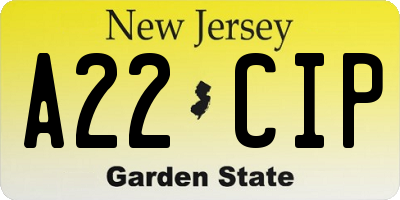 NJ license plate A22CIP