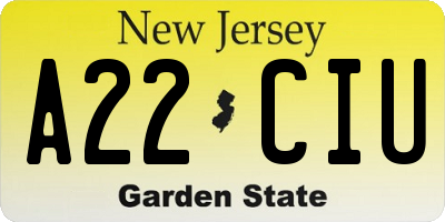 NJ license plate A22CIU