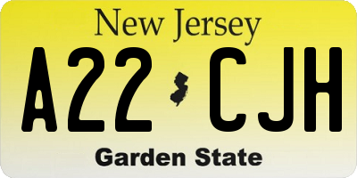 NJ license plate A22CJH
