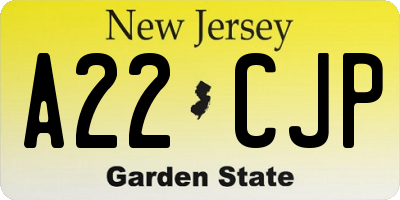 NJ license plate A22CJP