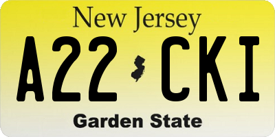 NJ license plate A22CKI